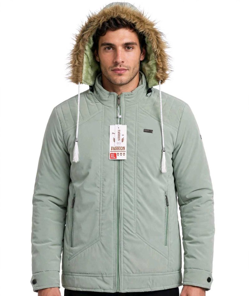 Men's Sage Green Fur Hood Winter Jacket XL | Pista
