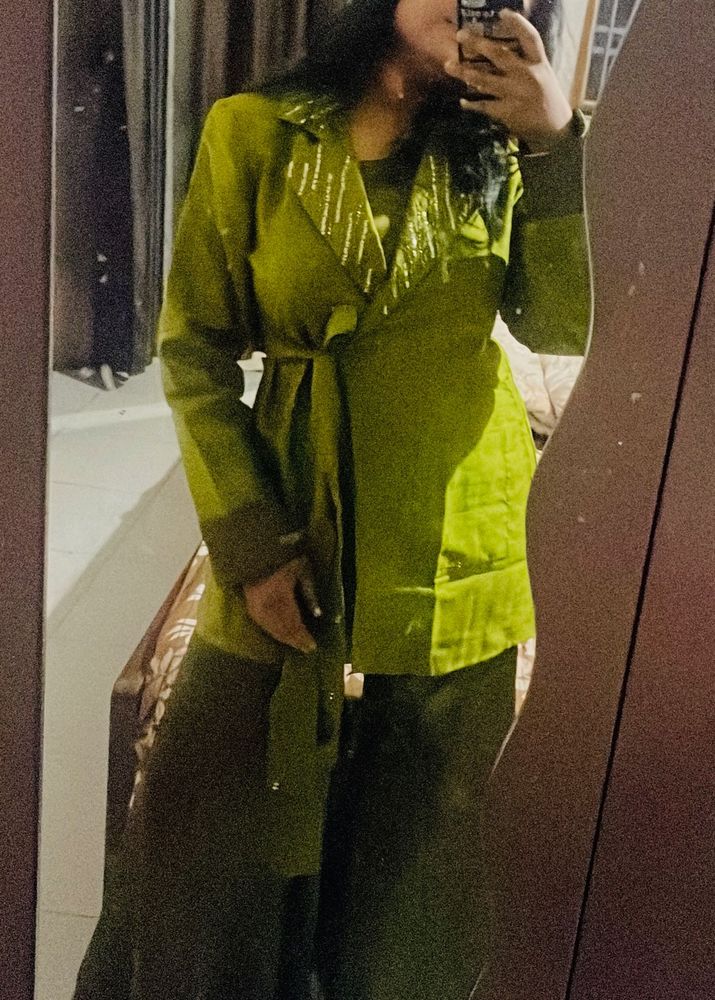 Olive Green Embellished Kurta Set