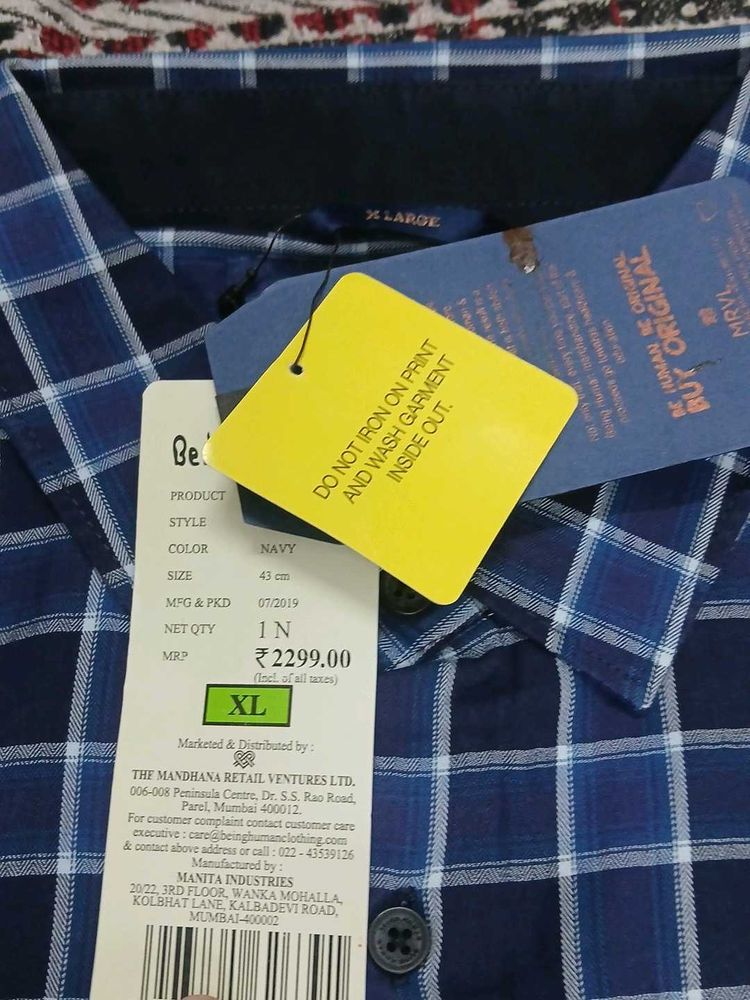 Men's Blue Checkered Casual Shirt