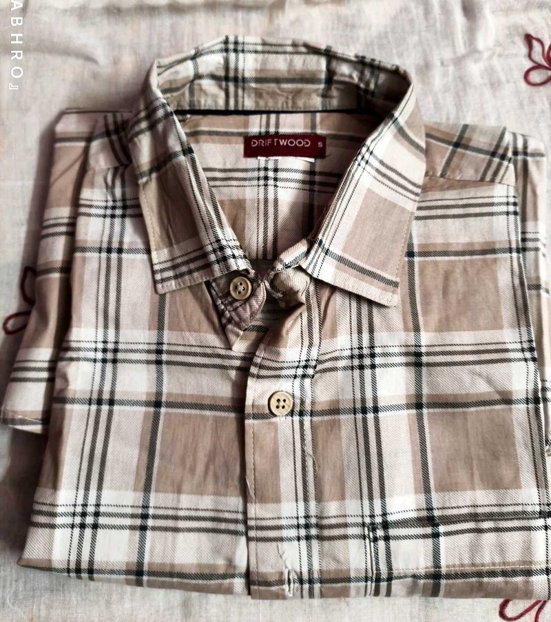 Premium Beige Plaid Checked Shirt | Like New |
