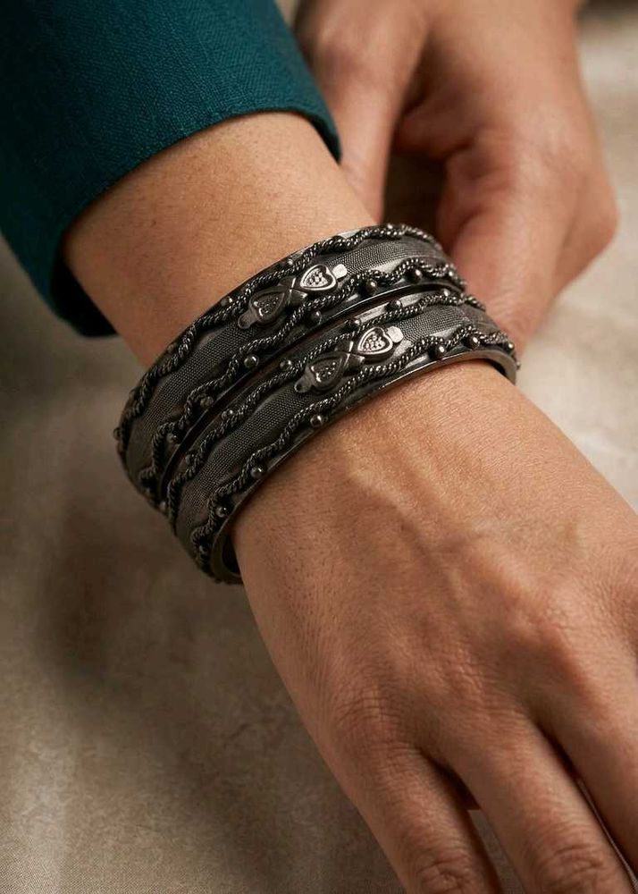 Oxidised Plated Classic Intricate Design Bangles