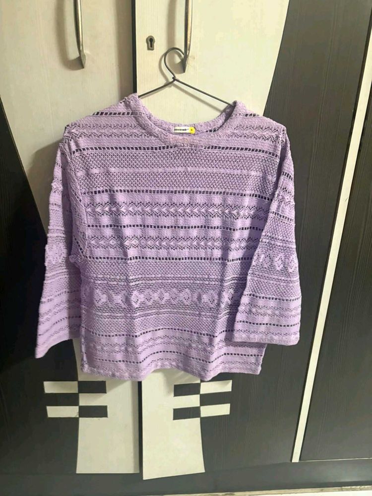 Lavender Lace Knit Top