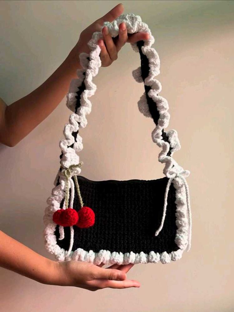 Handmade Crochet Ruffle Bag