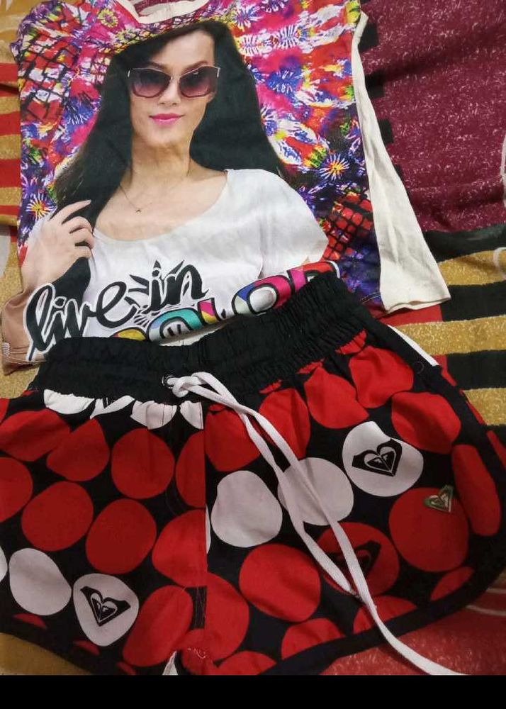 Roxy Polka Dot Shorts and top tshirt combo pack