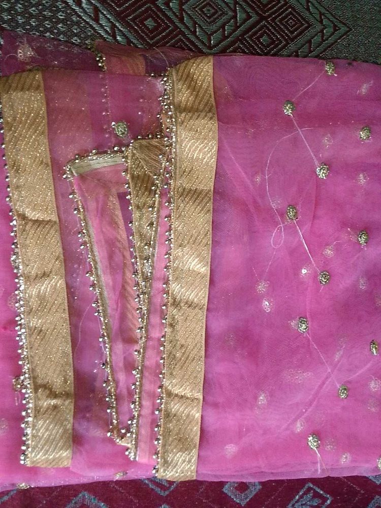 Embellished Pink Net Dupatta