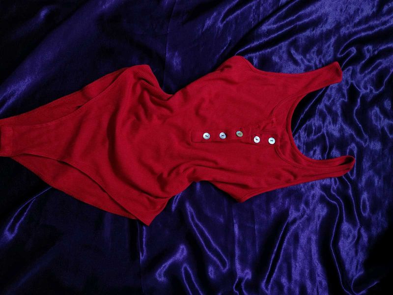 Red Ribbed One-Piece Swimsuit