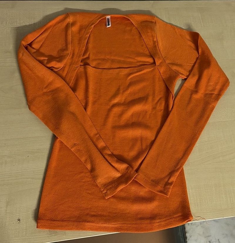 Orange Square Neck  Top