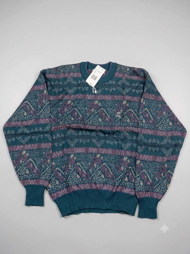 Vintage Teal &amp; Purple Pattern Sweater
