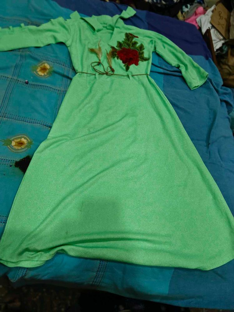 Green Floral Print Dress