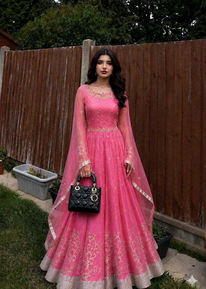 Stunning Pink Embroidered Heavy Gown