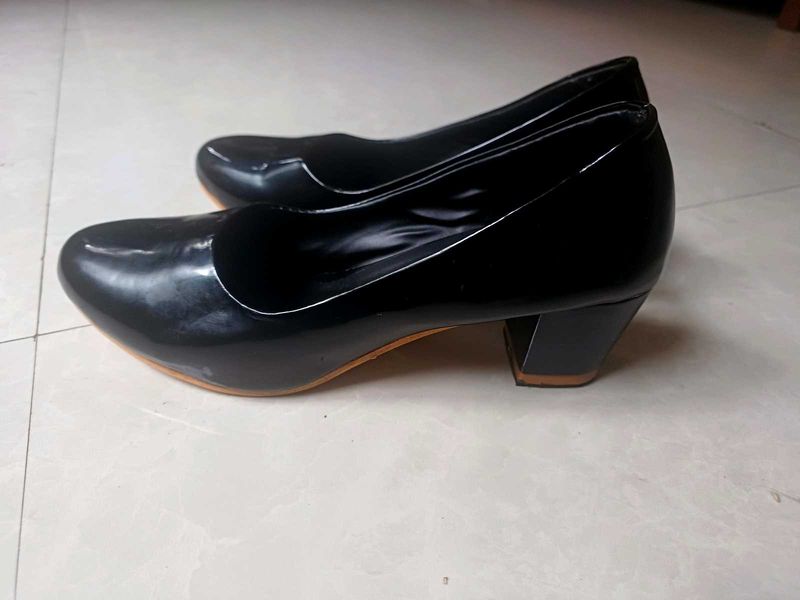 Classic Black Patent Block Heels