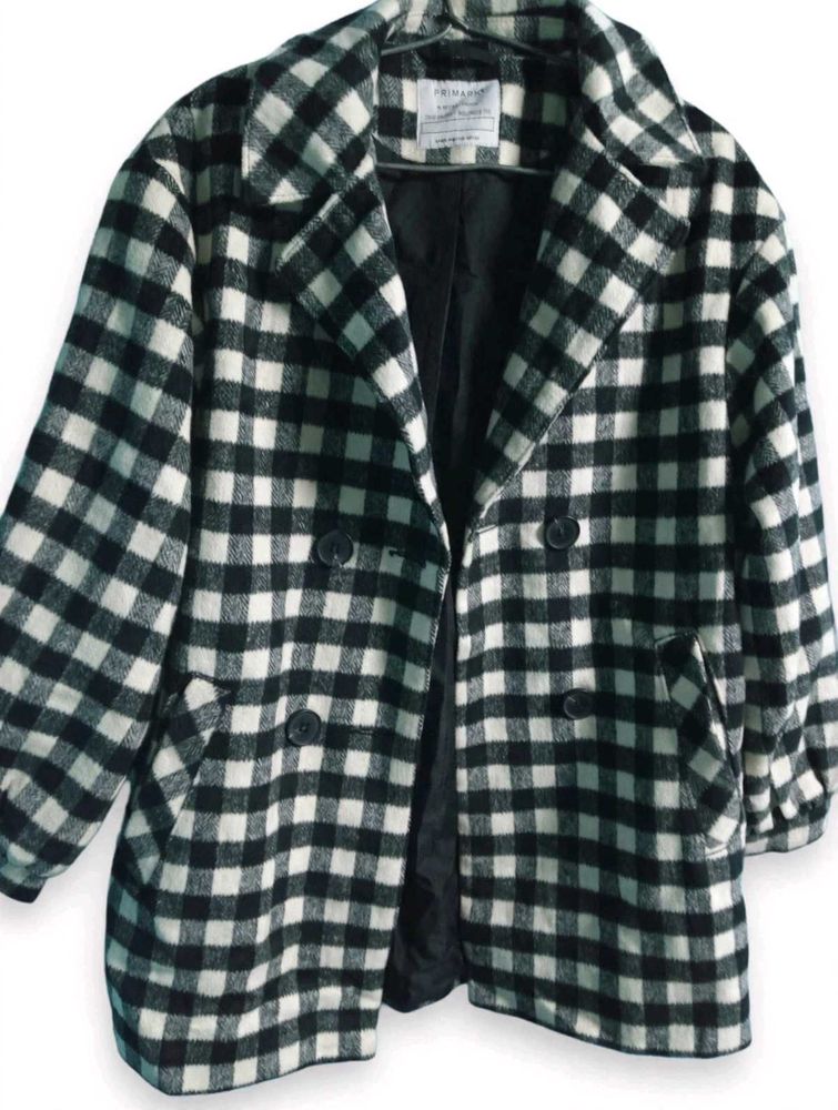 (Dasi sale). Gingham Check Double Breasted Coat