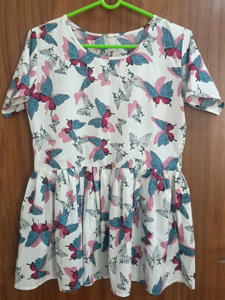 Adorable Butterfly Print Peplum Top