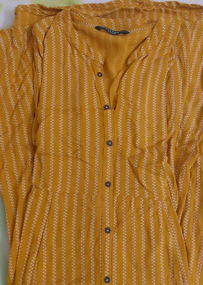 Yellow Striped Kurta 2xl Size