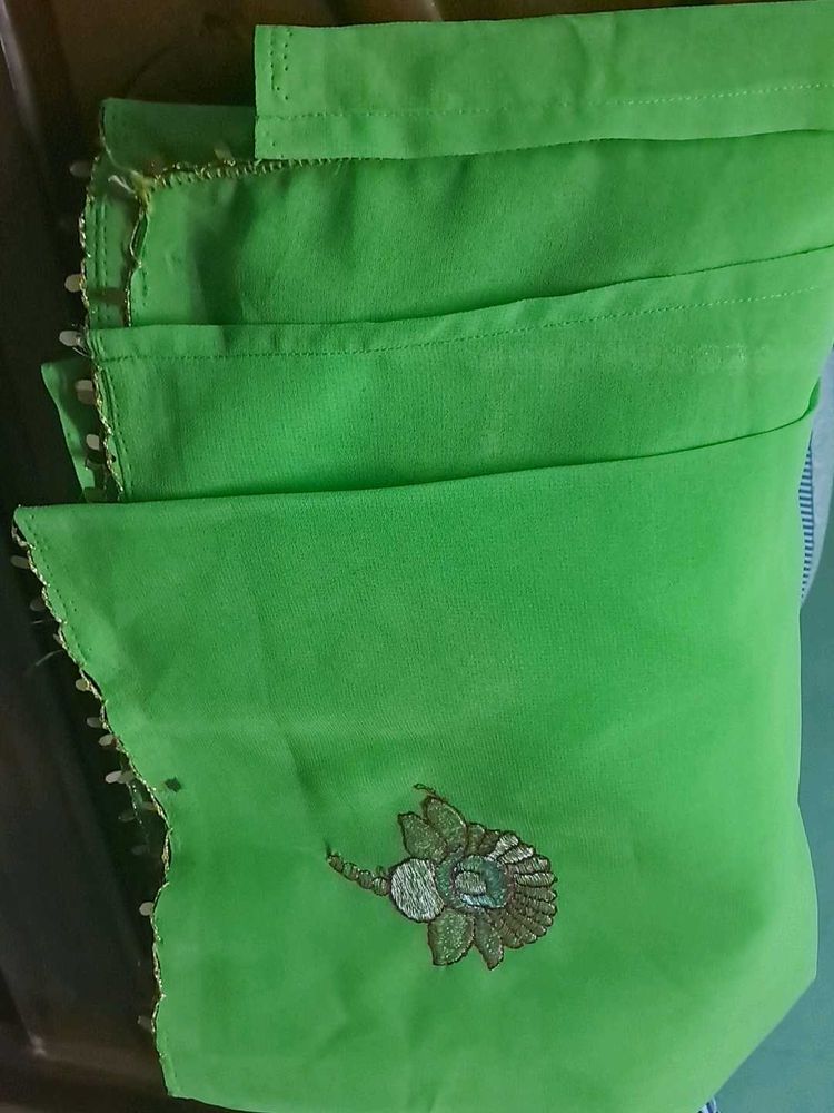 Vibrant Green Embroidered Saree