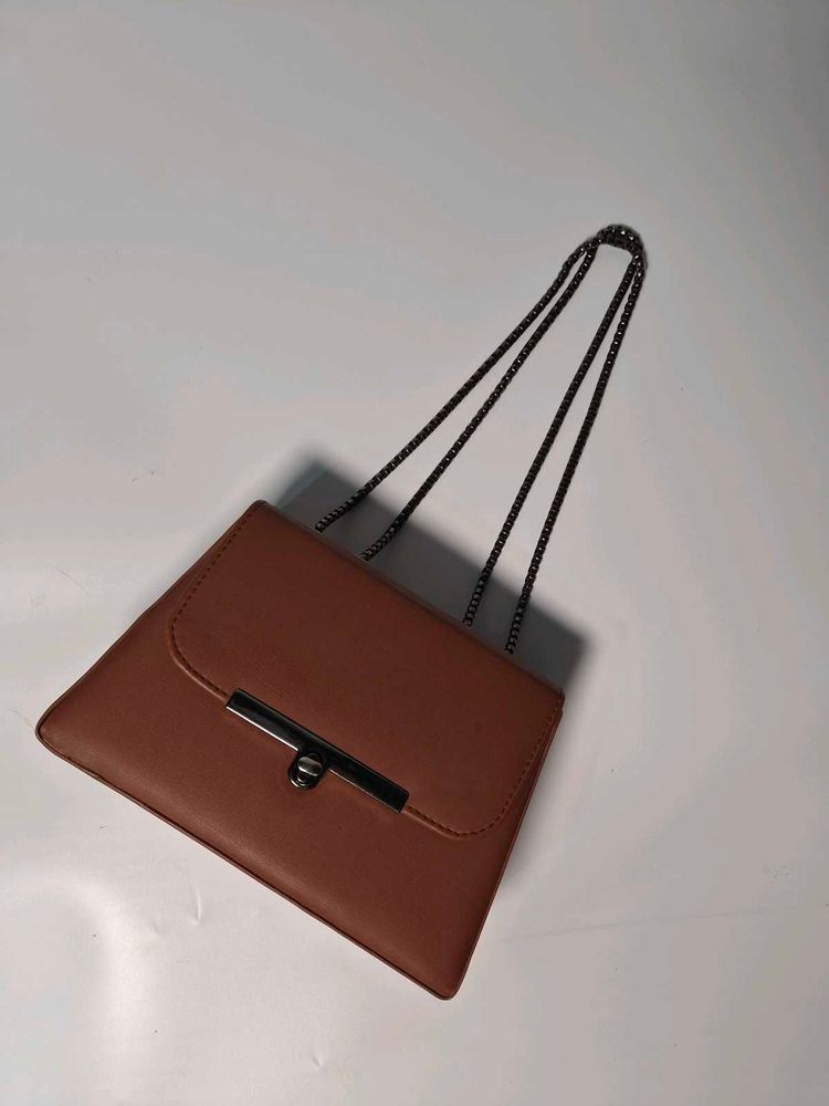 Brown Crossbody Bag with Chain Strap