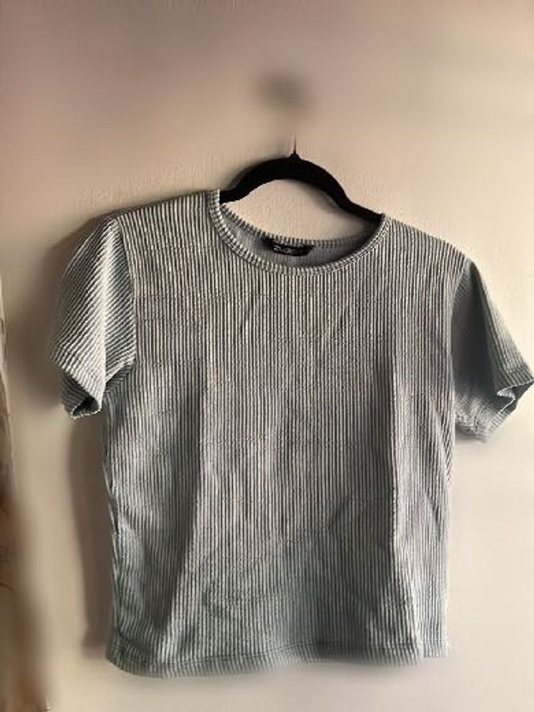 Striped Ribbed Crew Neck Top