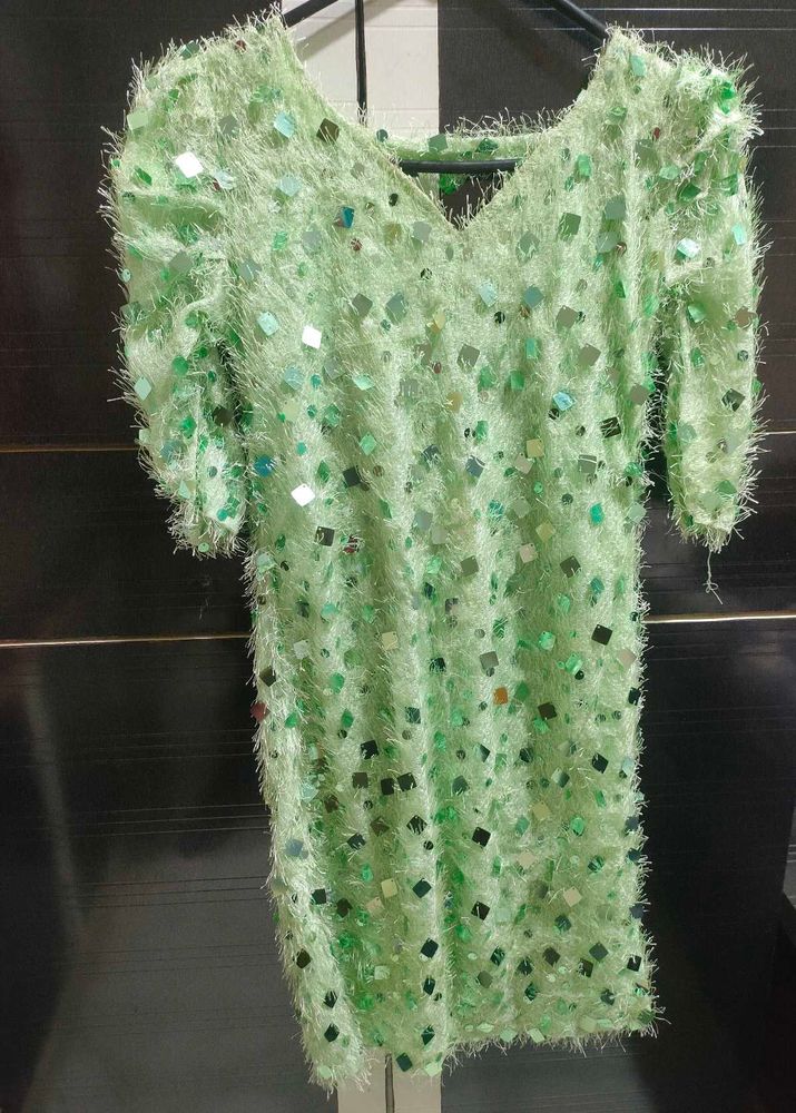 Sparkly Green Mini Dress