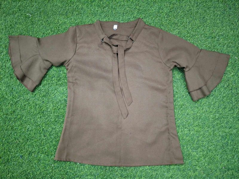 Trendy Bell Sleeve Tie-Neck Top