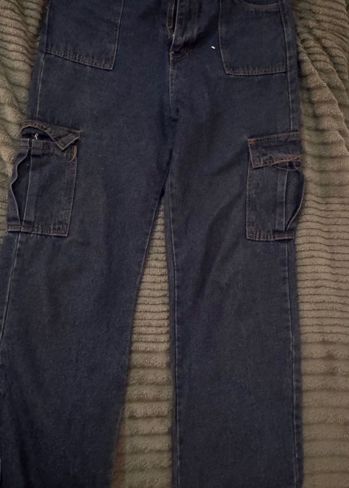 Dark Wash Cargo Jeans