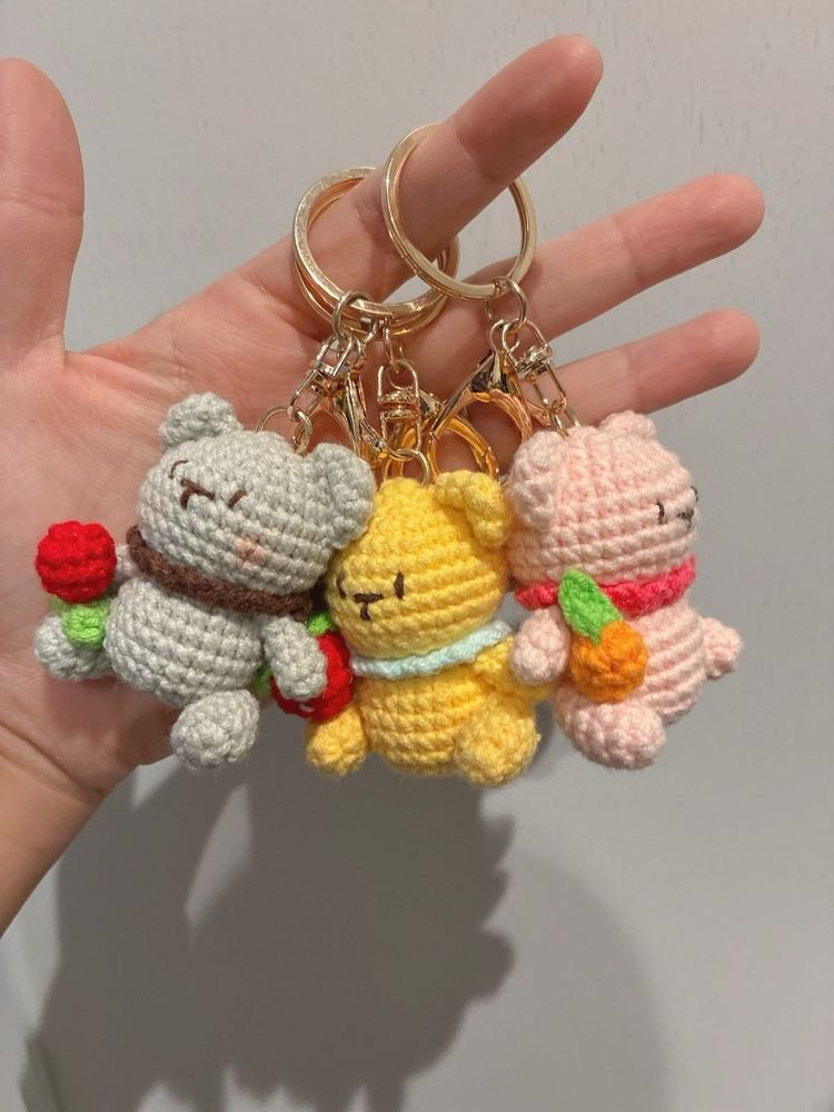 Crochet Bear Keychain(1 piece)
