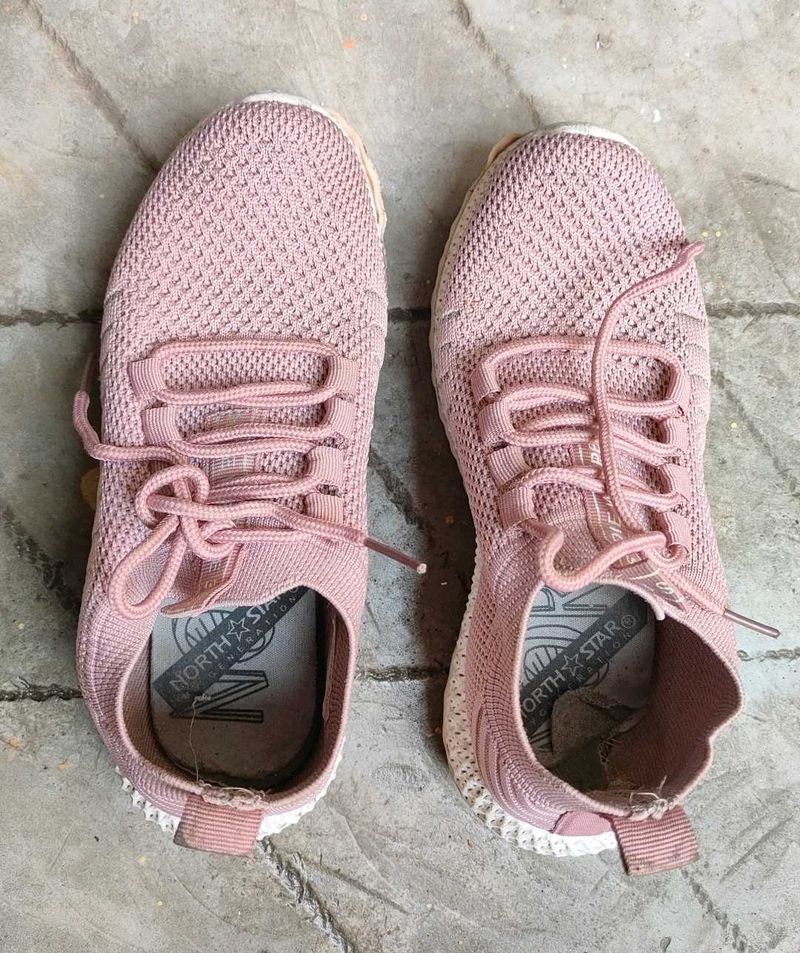 Pink Lace-Up Sneakers