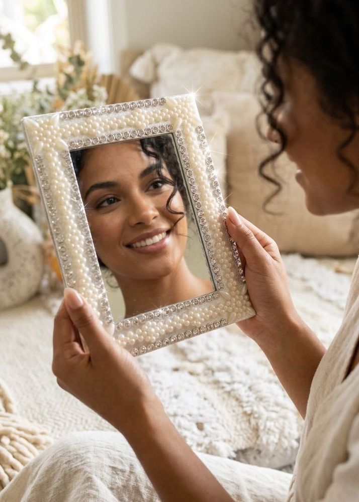 New Decorative Pearl &amp; Rhinestone Mirror