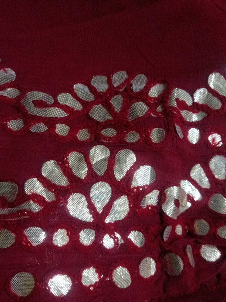Embroidered Maroon dupatta