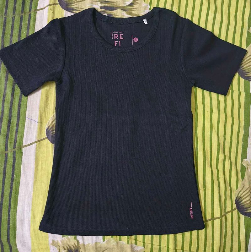 Black Ribbed T-Shirt