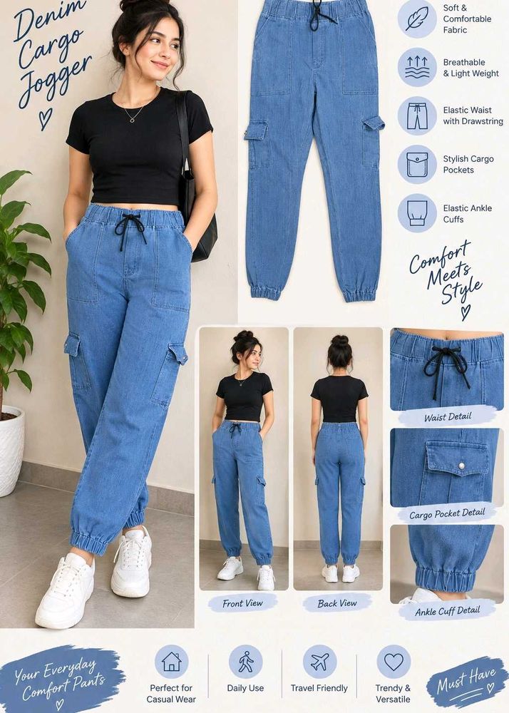 2 Denim Cargo Jogger Pants