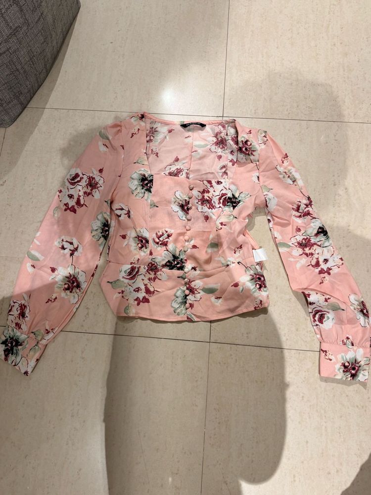 Floral Print Long Sleeve Blouse