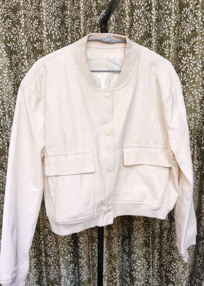 Cream Bomber Jacket