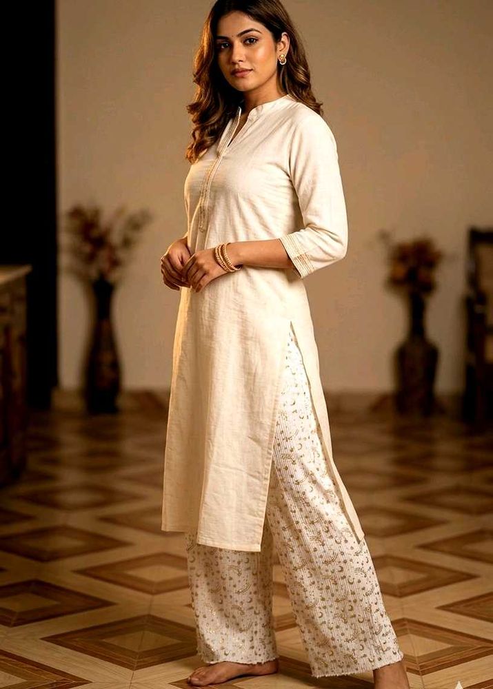 Elegant Cream Printed Palazzos