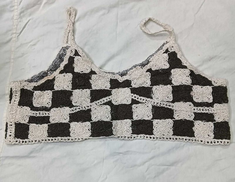 Crochet 👗Checkerboard Crop Top