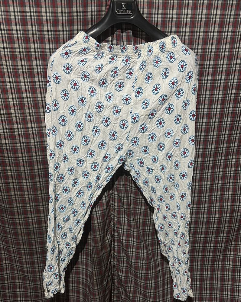 White Printed Palazzo Pants