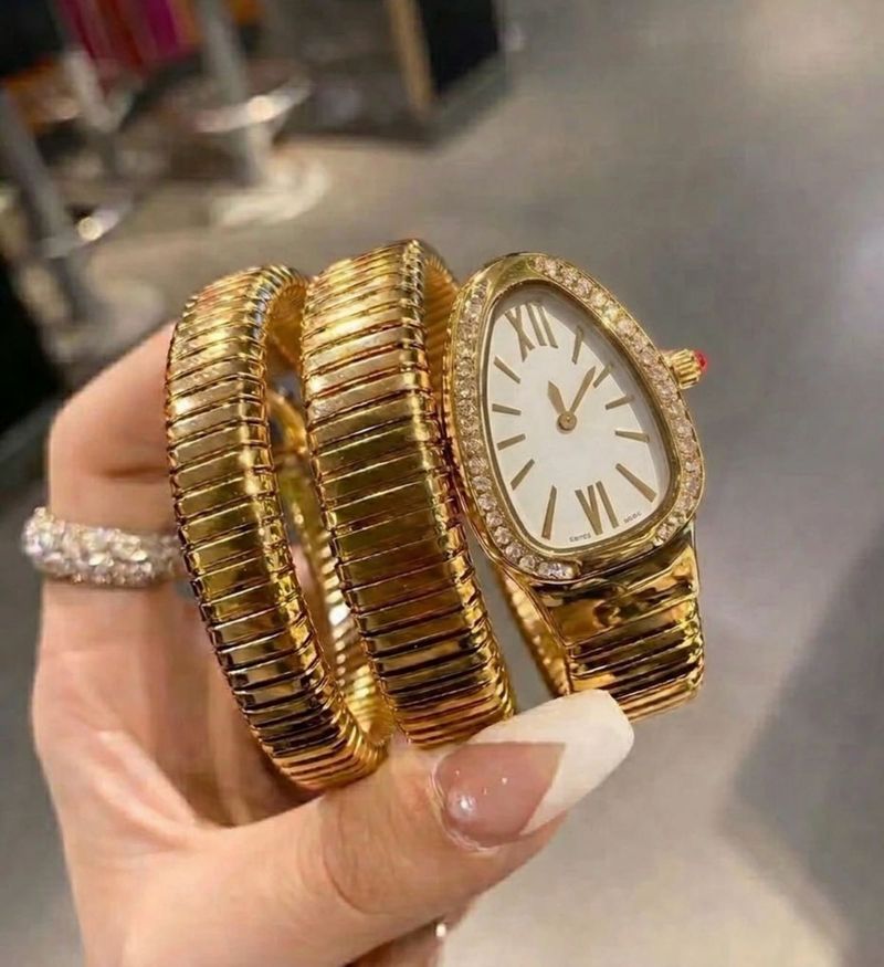 Elegant Gold Snake Wrap Watch