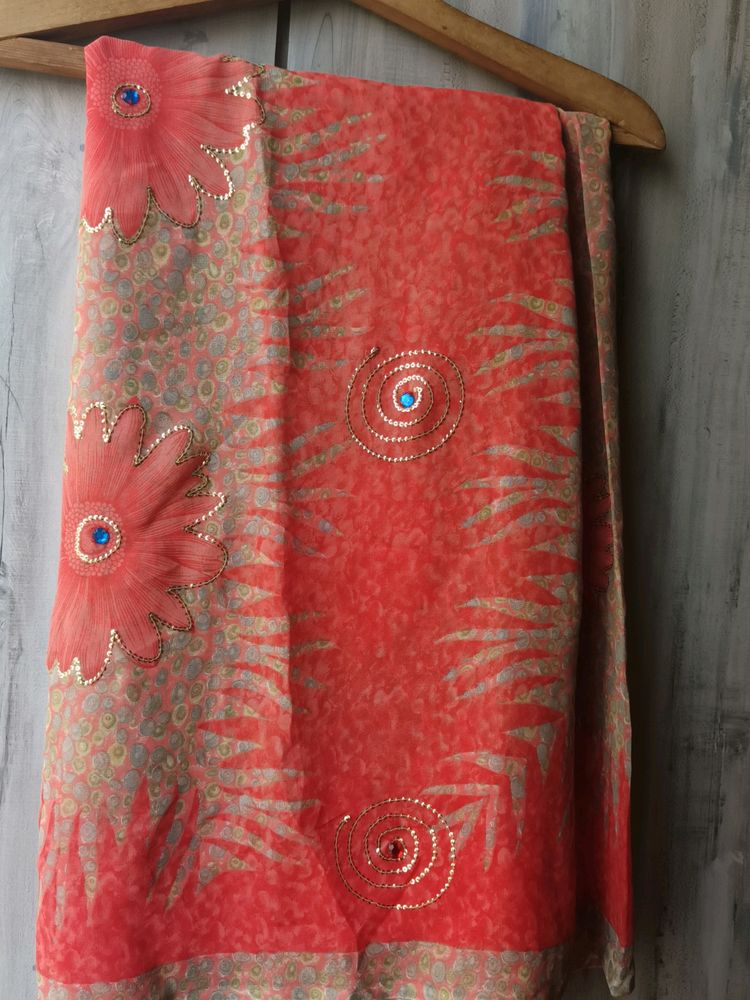 Peach Colour Saree