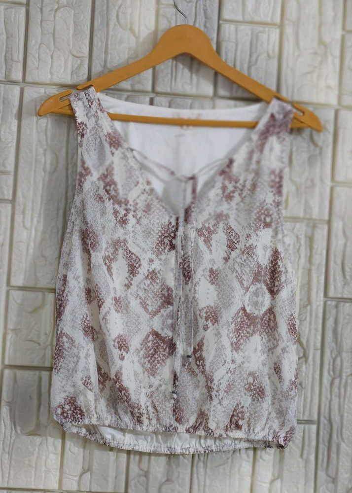 Sheer Snake Print Sleeveless Top