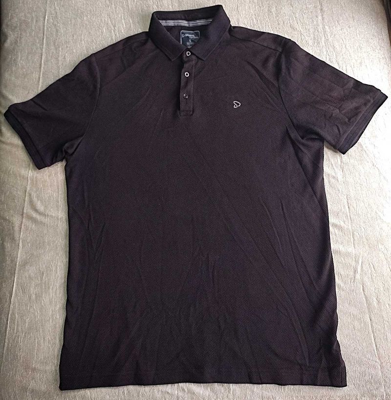 SPORTO Men's Black Textured Polo Shirt