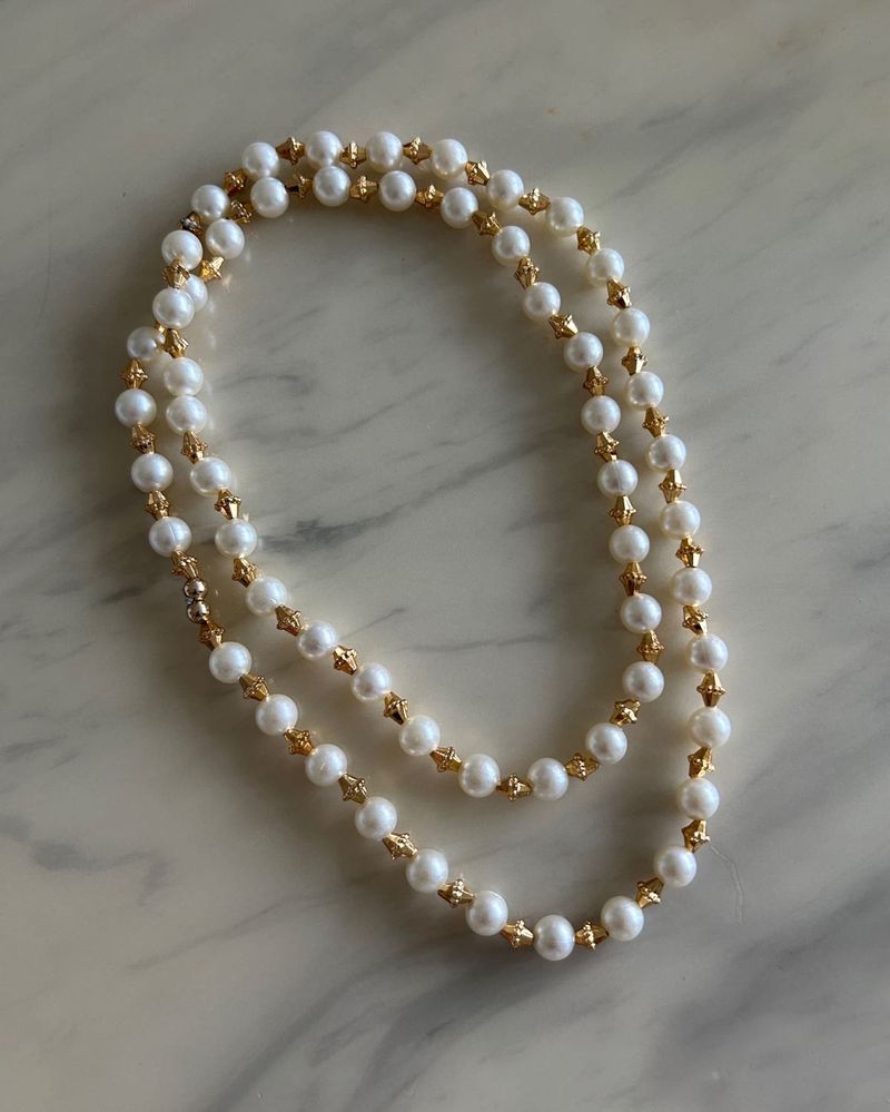 Faux Pearl &amp; Gold Necklace