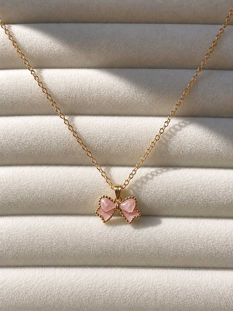 Cute Pink Bow Necklace