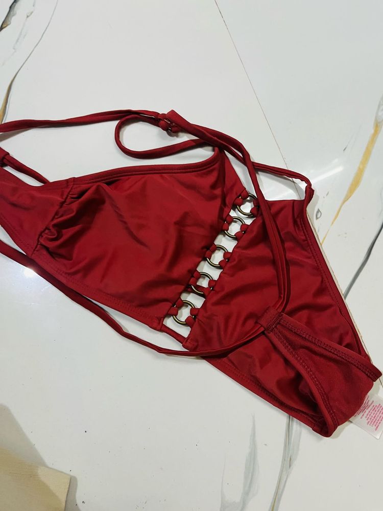 combo maroon beach wear top nd bra