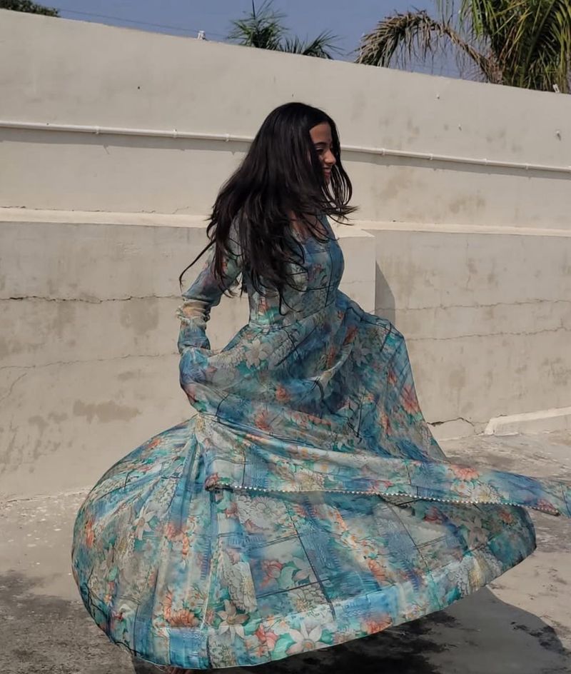 Floral Print Anarkali Kurta Set