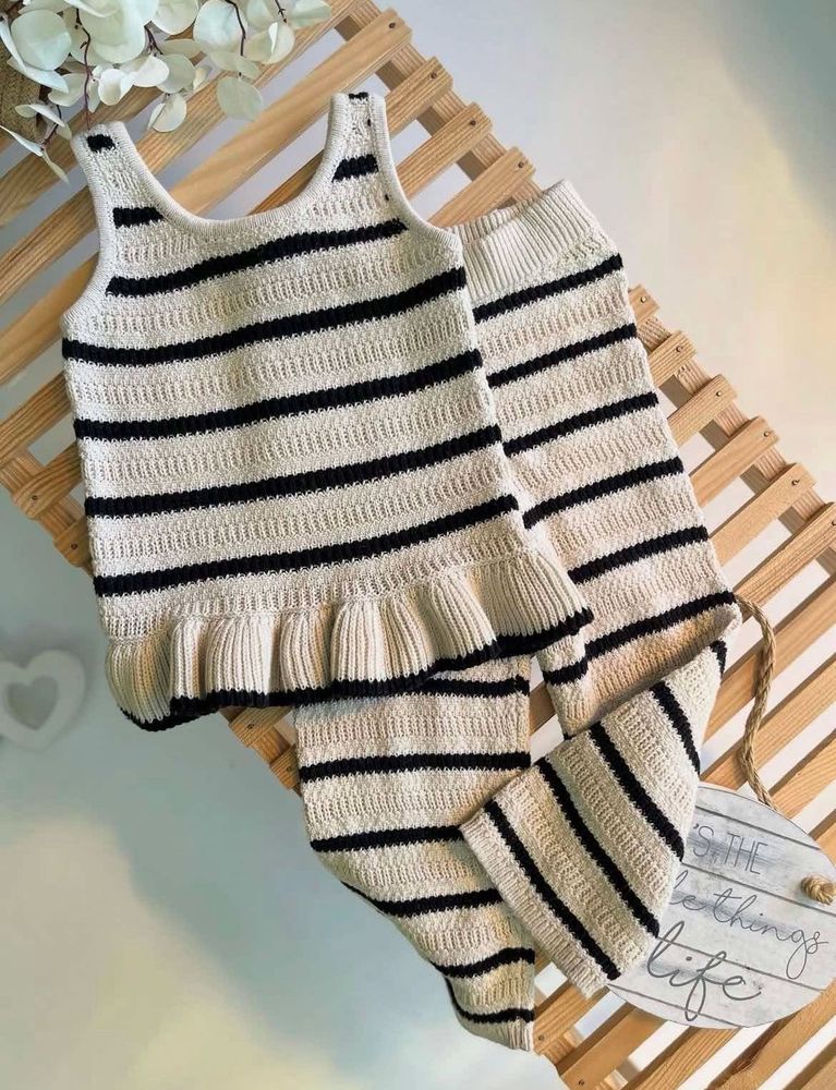 Cream &amp; Black Striped Peplum Tank Top