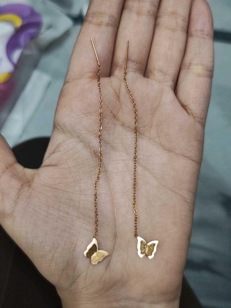 Rose Gold Butterfly Dangle Earrings