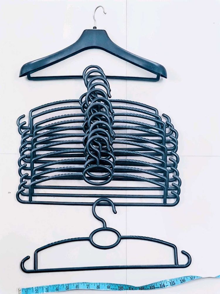 Set of 13 Black Plastic Clothes Hangers