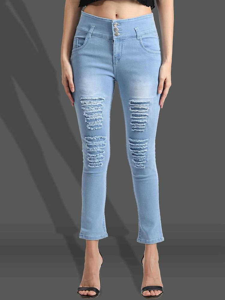 Ripped Light Wash Denim Jeans