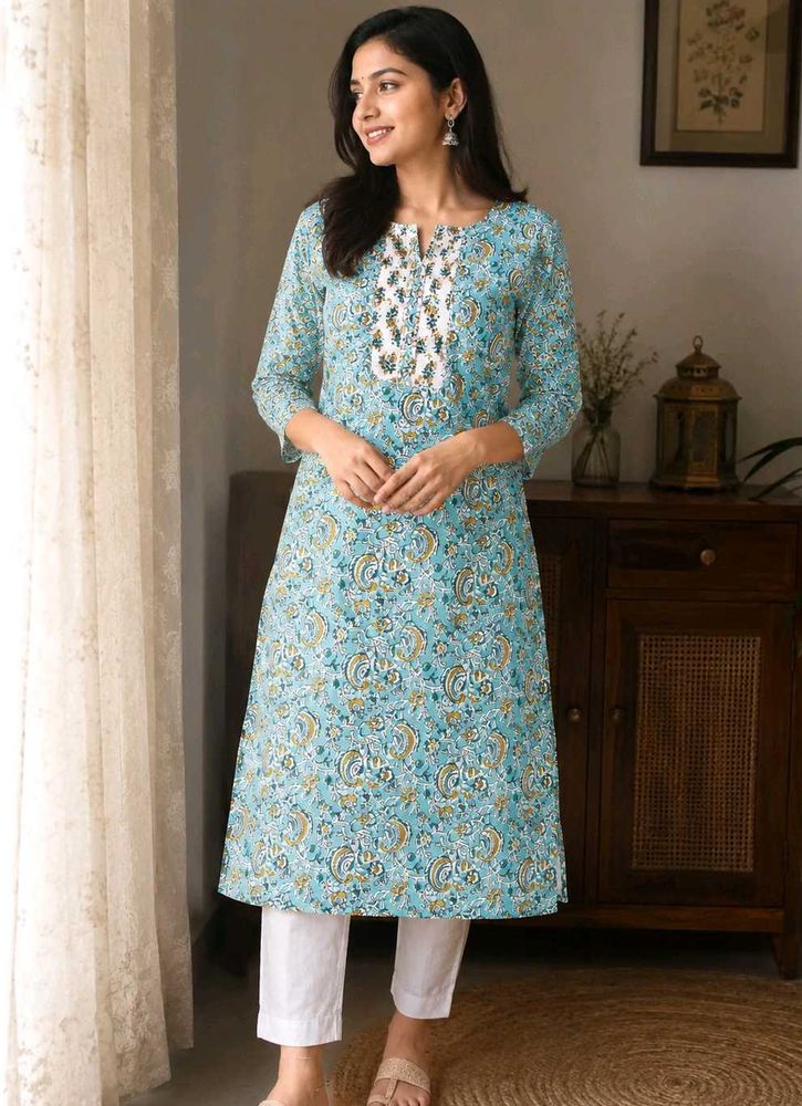 Beautiful Blue Paisley Print Kurti