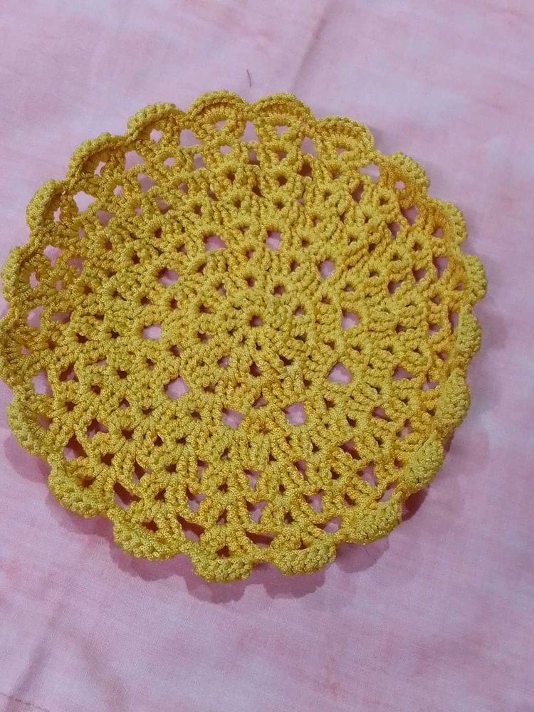 Handmade Yellow Crochet Doily