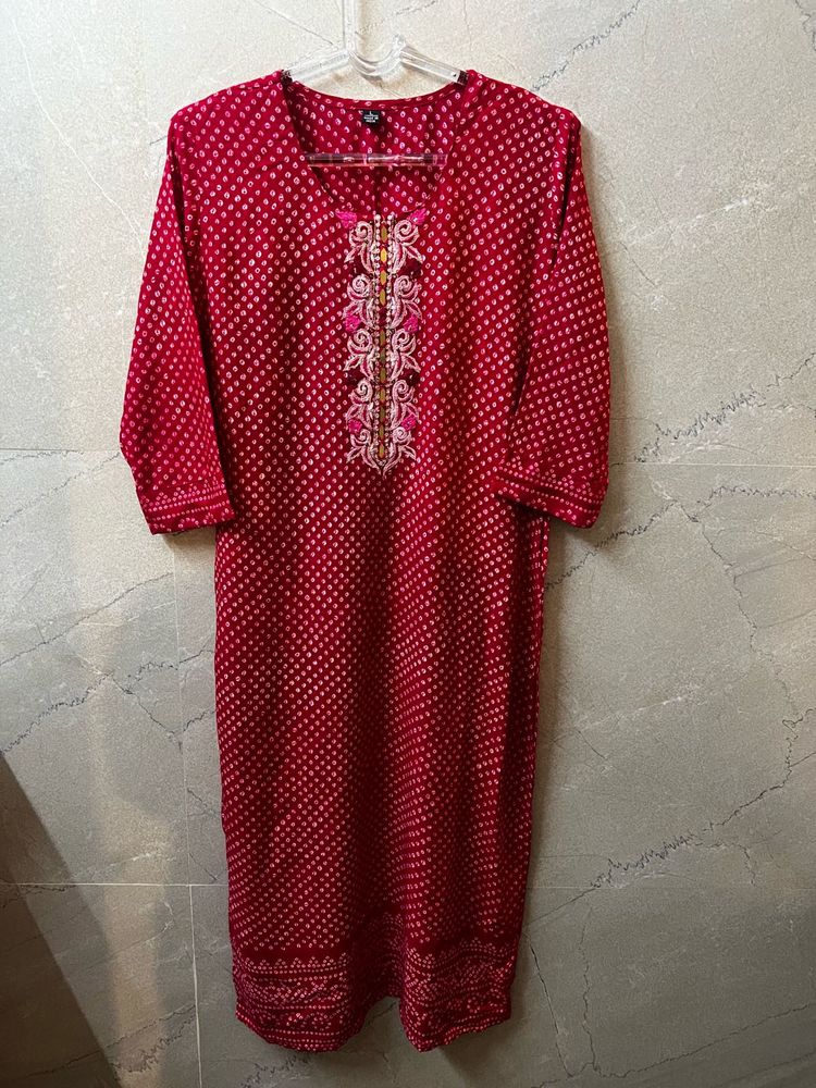 Elegant Red Printed Kurta